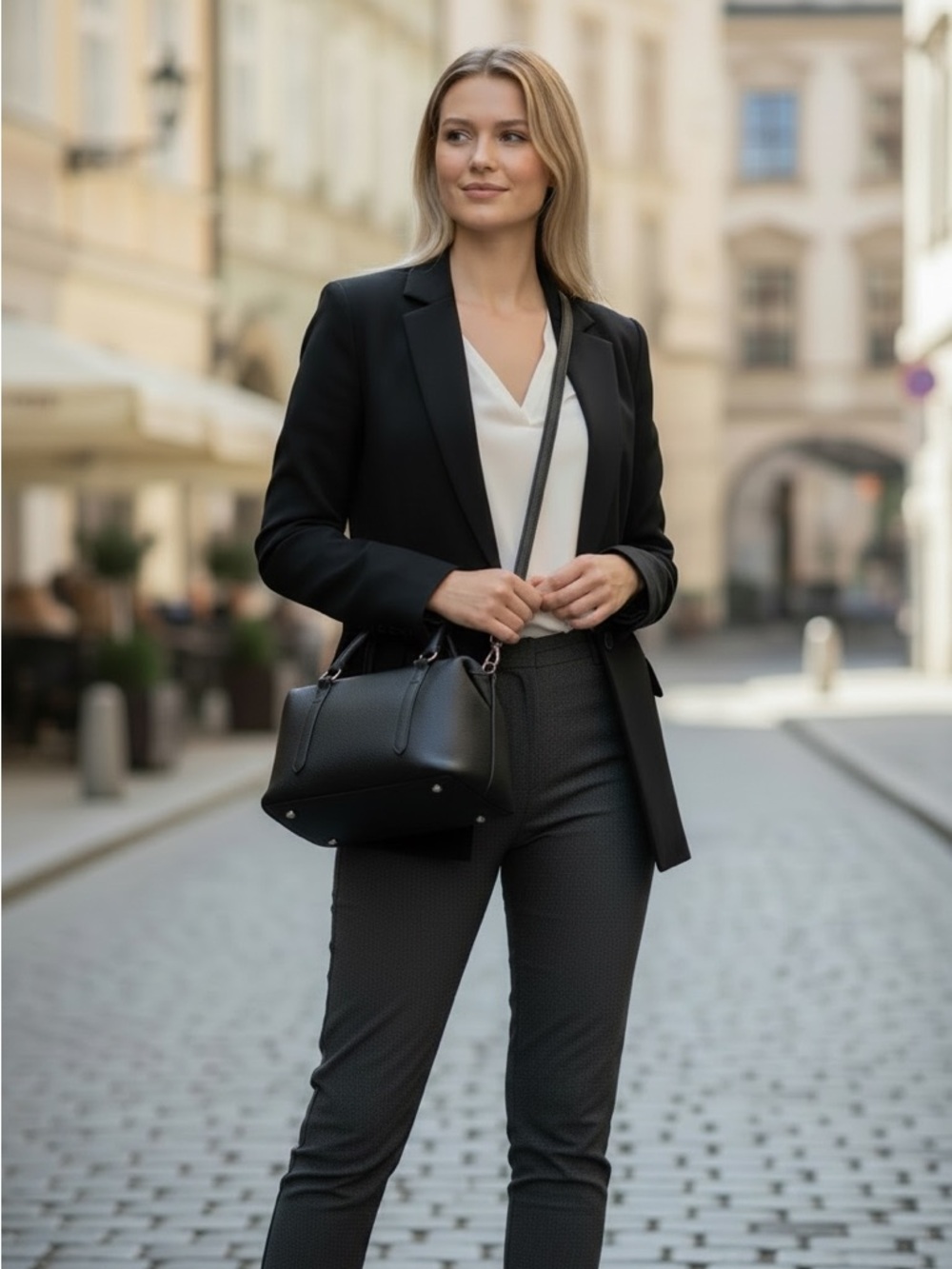 Black Leather Crossbody Satchel